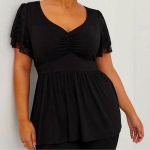 Torrid Babydoll Double Lace Sleeve Top - Super Soft Black 3 Halloween